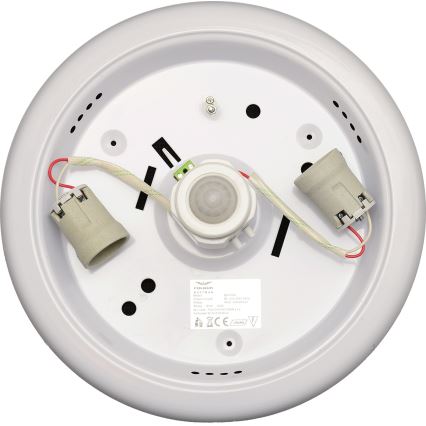 Fulgur s-22941 - Плафон със сензор за движение и сумрак DARINA 2xE27/40W/230V Ø 30 см бял