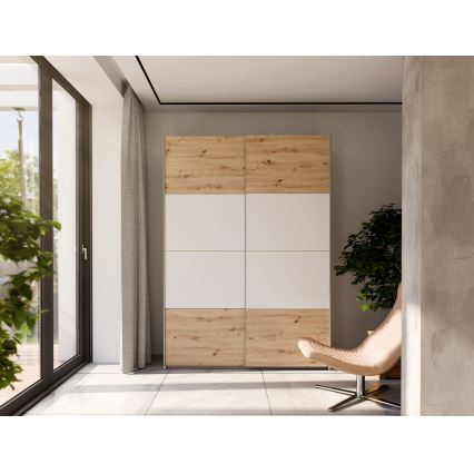 Гардероб KARO 150x210 cm бял/дъб artisan