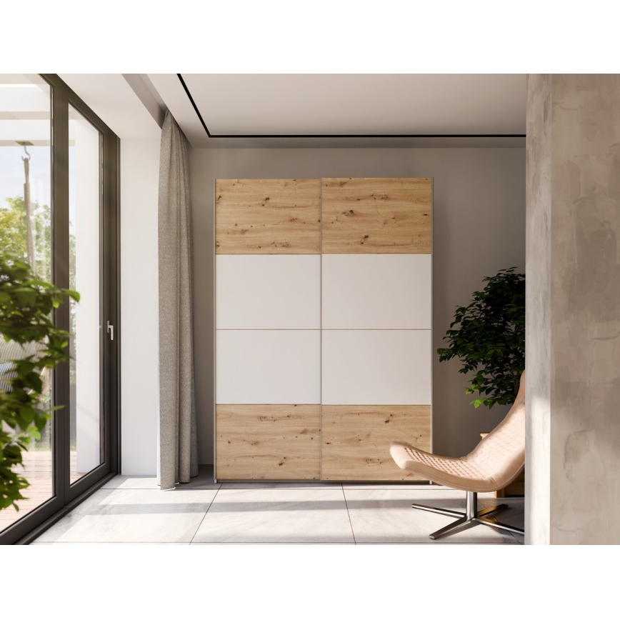 Гардероб KARO 150x210 см бял/артизански дъб