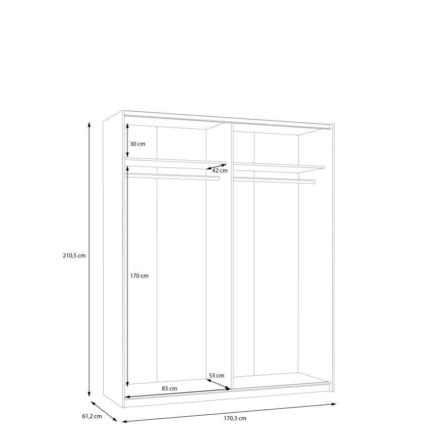 Garderob KARO 170x210 см сив/зелен