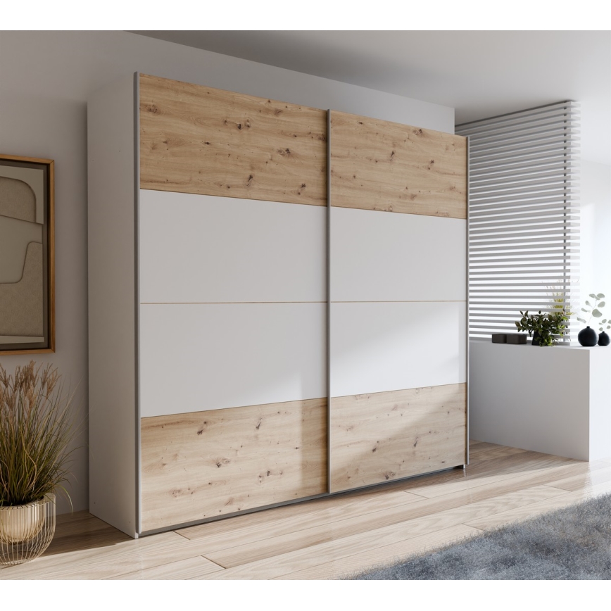 Гардероб KARO 220x210 см бял/дъб artisan