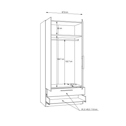 Гардероб MARO 100x213 см, дъб Артизан