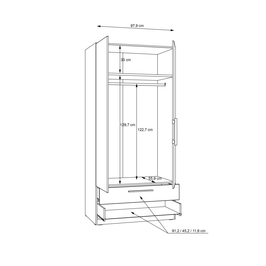 Гардероб MARO 100x213 см, дъб Артизан