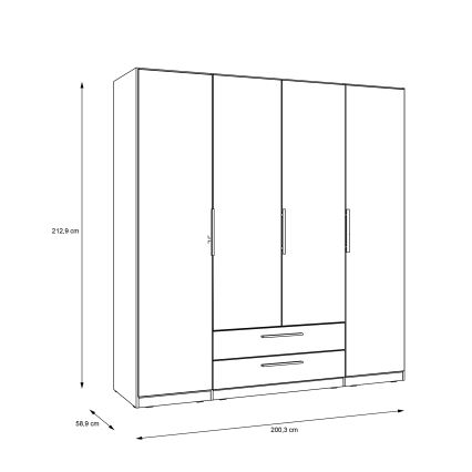 Гардероб MARO с огледало, 200x213 см, дъб Артизан