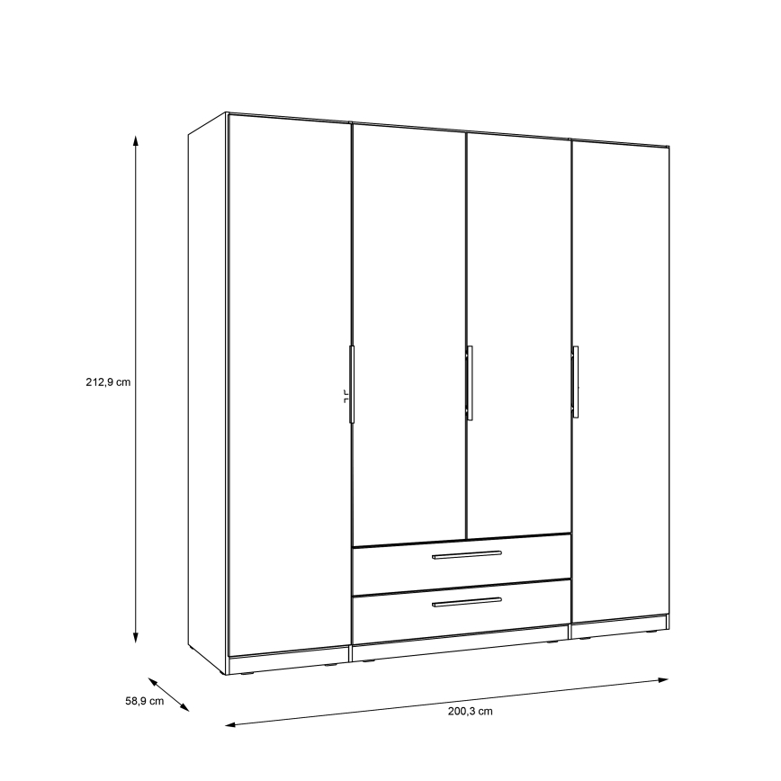 Гардероб MARO с огледало, 200x213 см, дъб Артизан