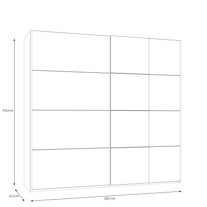 Гардероб ODEN с огледало, 220x210 см, бежов