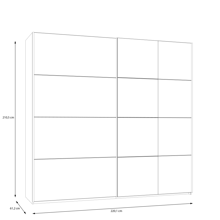 Гардероб ODEN с огледало, 220x210 см, бежов