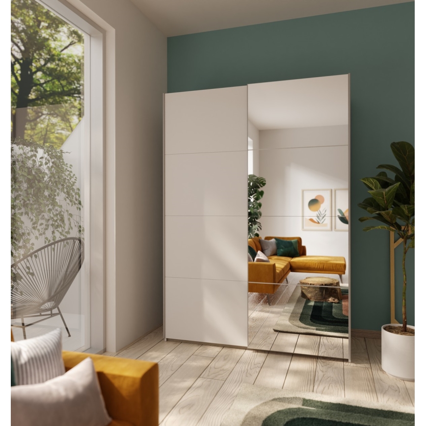 Гардероб с огледало KARO 150x210 cm бял