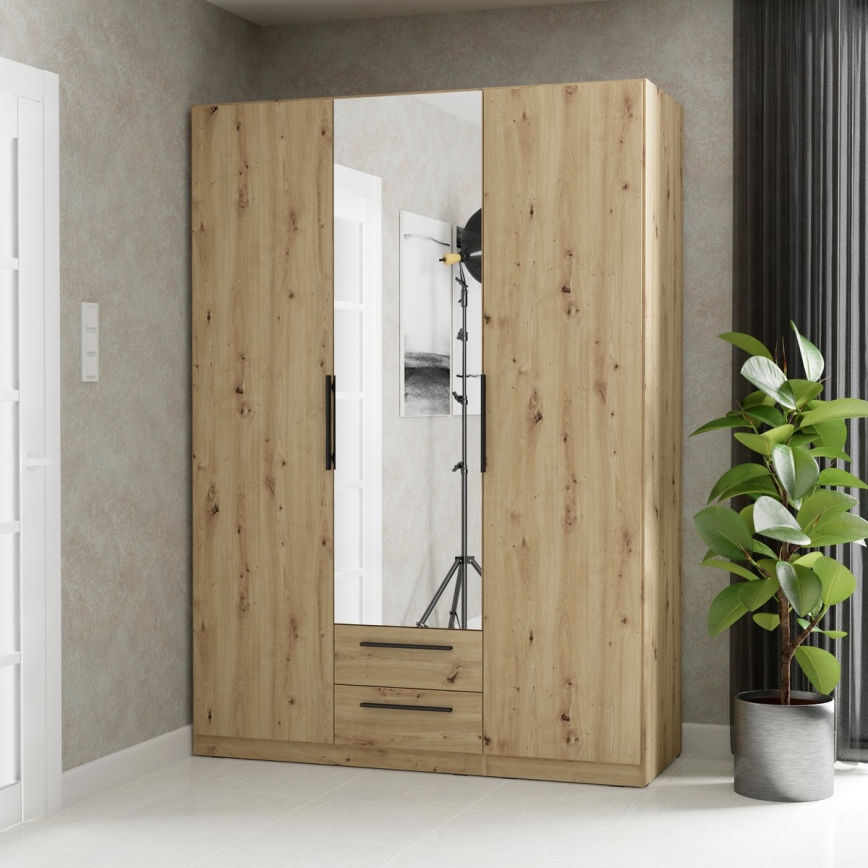 Гардероб с огледало MARO 150x213 см, дъб artisan