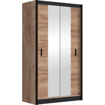 Гардероб с огледало MIRO 120x215 см дъб craft/черен