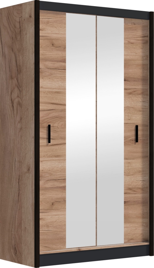 Гардероб с огледало MIRO 120x215 см дъб craft/черен