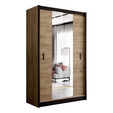 Гардероб с огледало MIRO 150x215 см дъб craft/черен