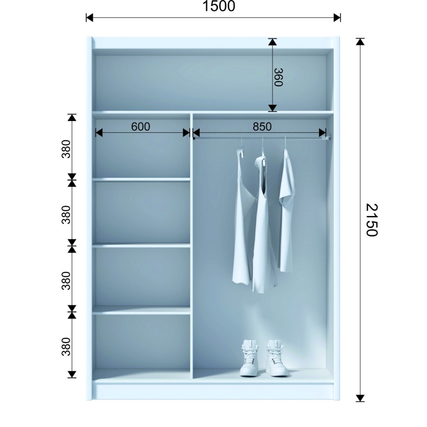 Гардероб с огледало MIRO 150x215 см дъб craft/черен