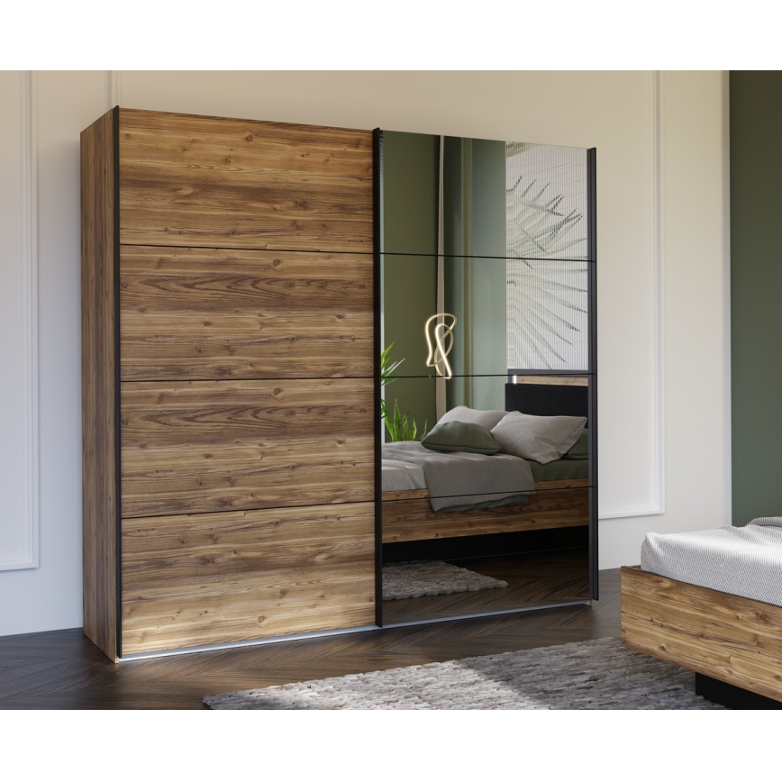 Гардероб с огледало OREN 220x210 cm дъб Artisan