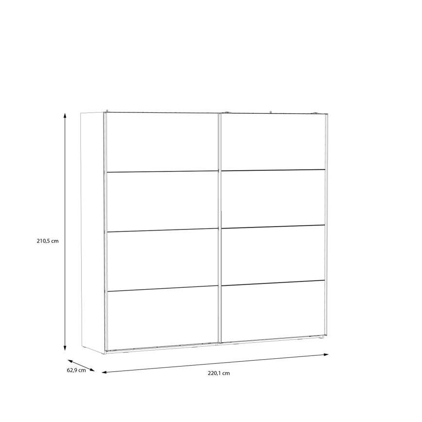 Гардероб с огледало OREN 220x210 см, артизански дъб