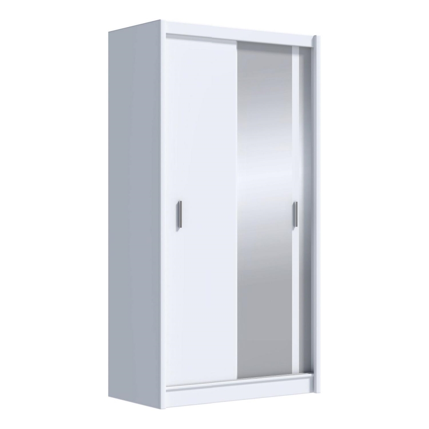 Гардероб с огледало SABRINA 120x215 см бял