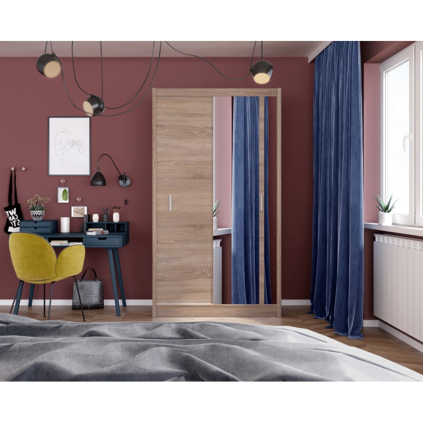 Гардероб с огледало SABRINA 120x215 см дъб сонома