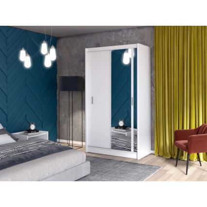 Гардероб с огледало SABRINA 150x215 см бял