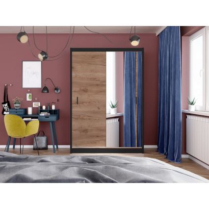 Гардероб с огледало SABRINA 150x215 см дъб крафт