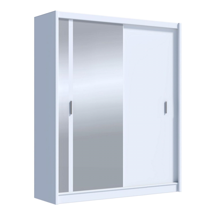 Гардероб с огледало SABRINA 180x215 см бял