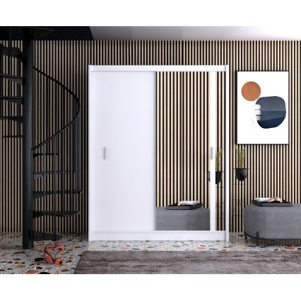 Гардероб с огледало SABRINA 180x215 см бял