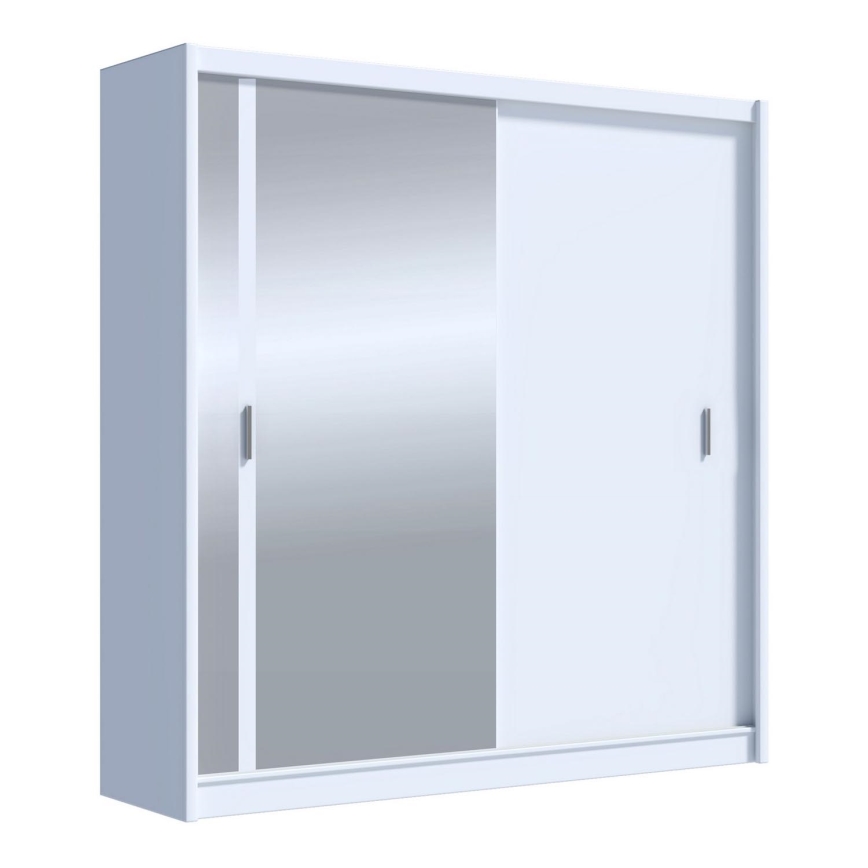 Гардероб с огледало SABRINA 203x215 см бял