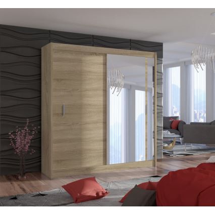 Гардероб с огледало SABRINA 203x215 см дъб сонома