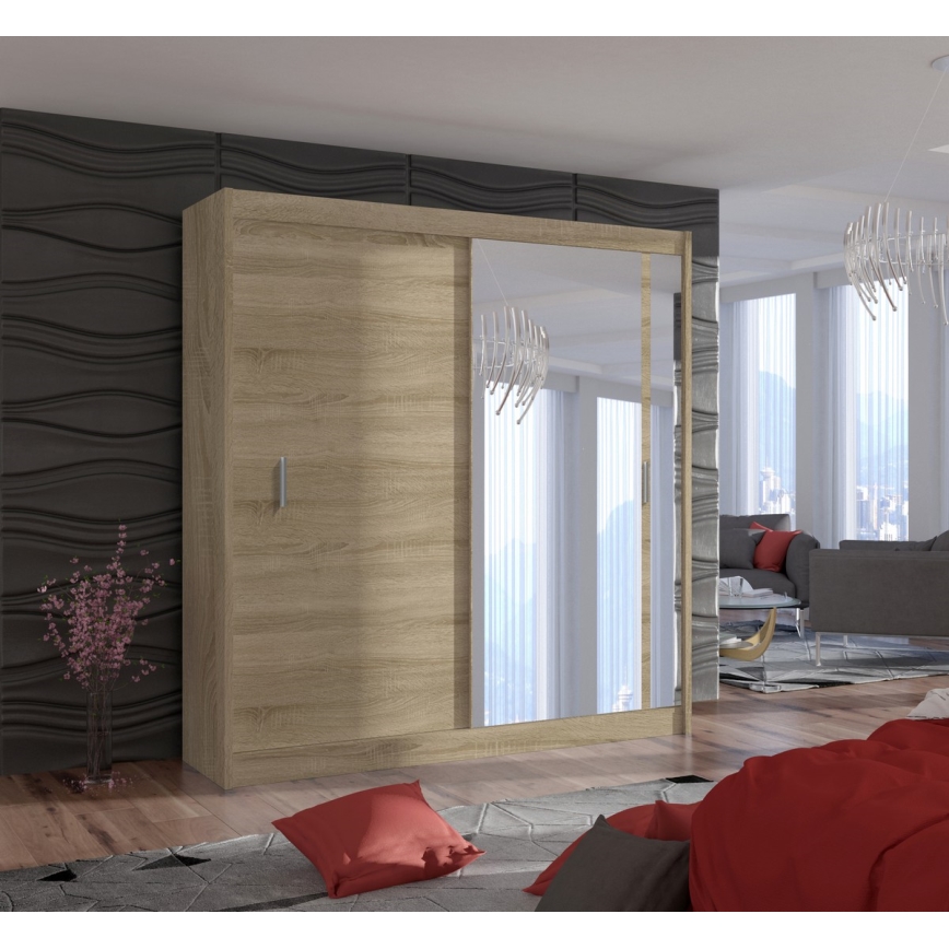 Гардероб с огледало SABRINA 203x215 см дъб сонома