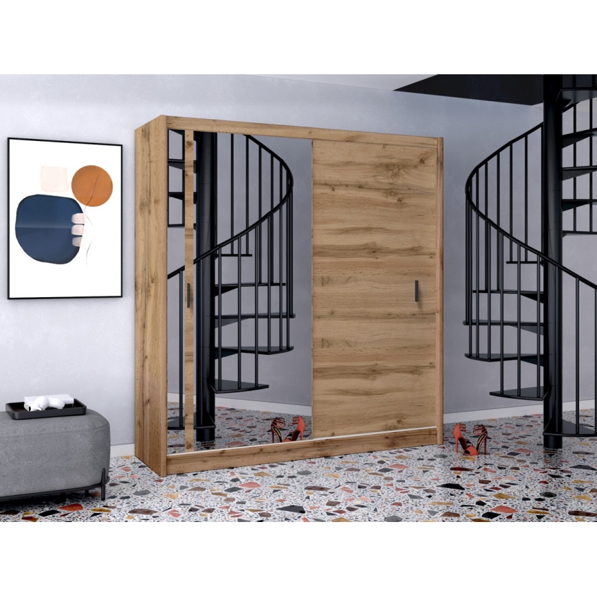 Гардероб с огледало SABRINA 203x215 см дъб волтан