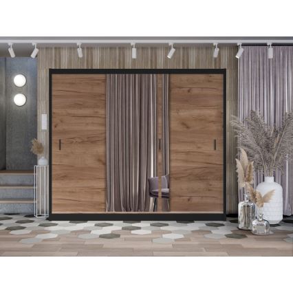 Гардероб с огледало SABRINA 250x215 см дъб крафт