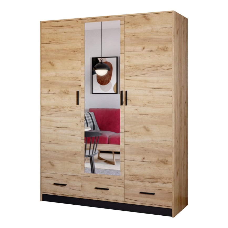 Гардероб с огледало SANNA 150x215 cm дъб craft