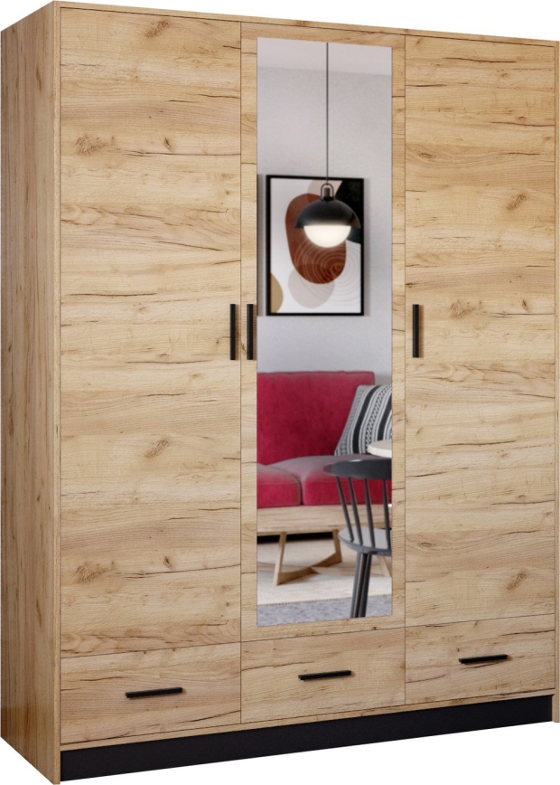 Гардероб с огледало SANNA 150x215 см дъб крафт