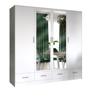 Гардероб с огледало SANNA 200x215 cm бял
