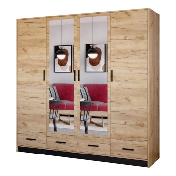 Гардероб с огледало SANNA 200x215 cm дъб craft