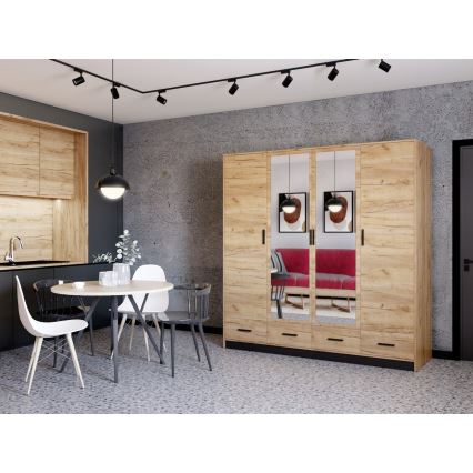 Гардероб с огледало SANNA 200x215 cm дъб craft