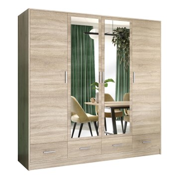 Гардероб с огледало SANNA 200x215 cm дъб sonoma