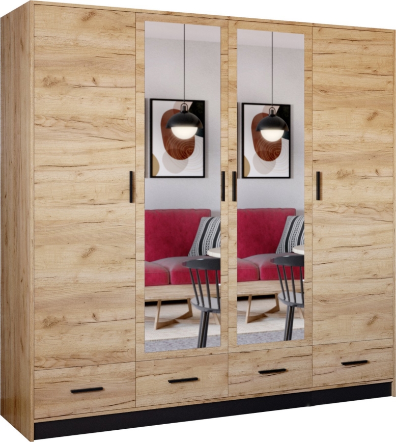 Гардероб с огледало SANNA 200x215 см дъб крафт