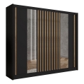 Гардероб с огледало SANTINO 250x215 см черен/дъб крафт