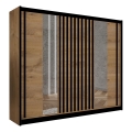 Gардероб с огледало SANTINO 250x215 см дъб крафт/черен