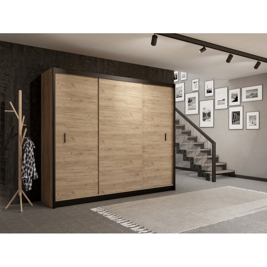 Гардероб с плъзгащи се врати SAPHIRA 250x215 см дъб craft