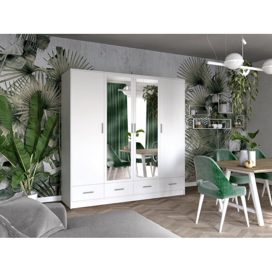 Гардероб с огледало SANNA 200x215 см бял