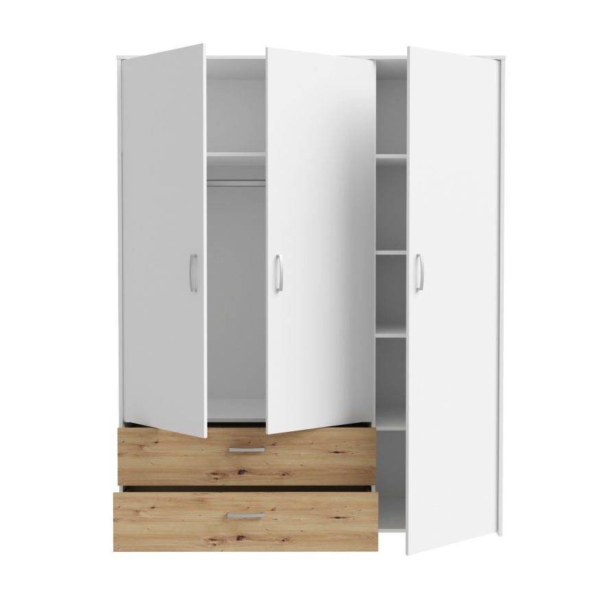 Гардероб URO 152x190 см дъб артизан/бял