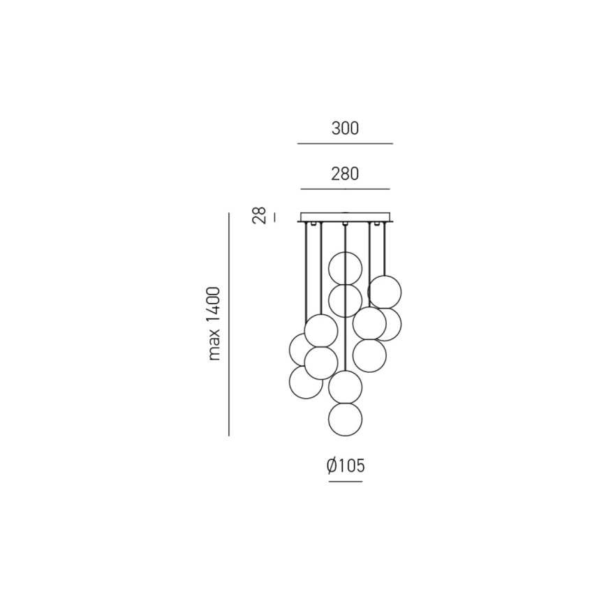 Gea Luce SFERA S6 G - Пендел SFERA 6xG9/28W/230V