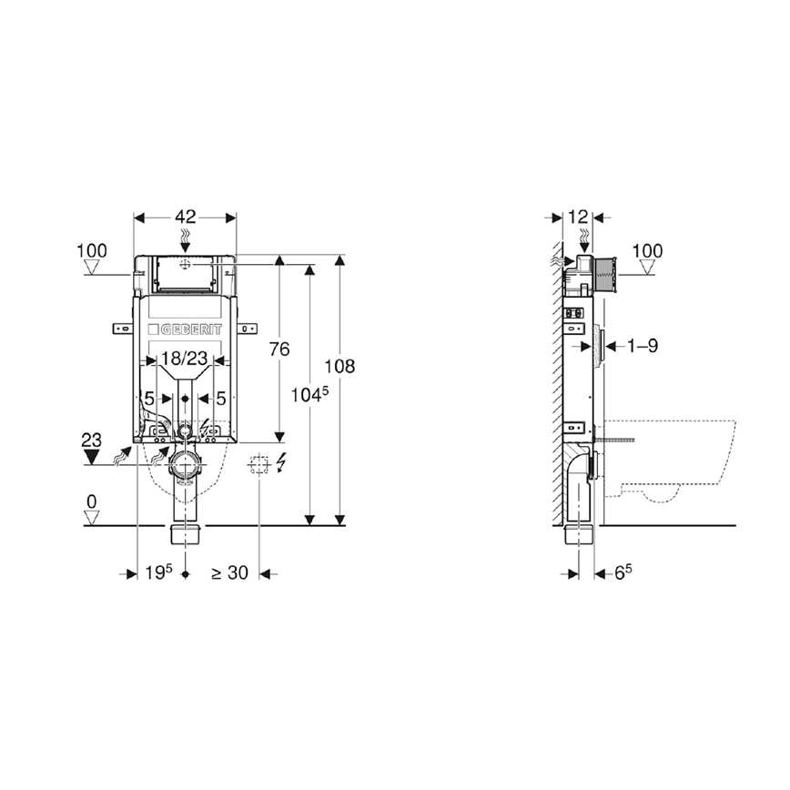 Geberit 110.302.00.5 - Вграден модул за висяща тоалетна Kombifix 108 см