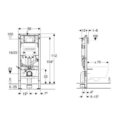 Geberit 111.364.00.6 - Инсталационен модул за вграждане за висящо WC Duofix 112 см