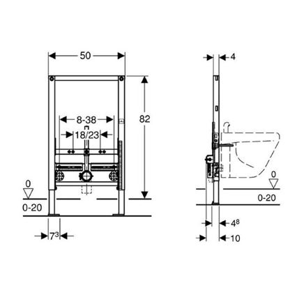 Geberit 111.515.00.1 - Вграден инсталационен модул Duofix за биде 82 см