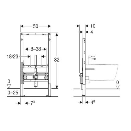 Geberit 111.515.00.2 - Вграден инсталационен модул за биде Duofix 82 cm