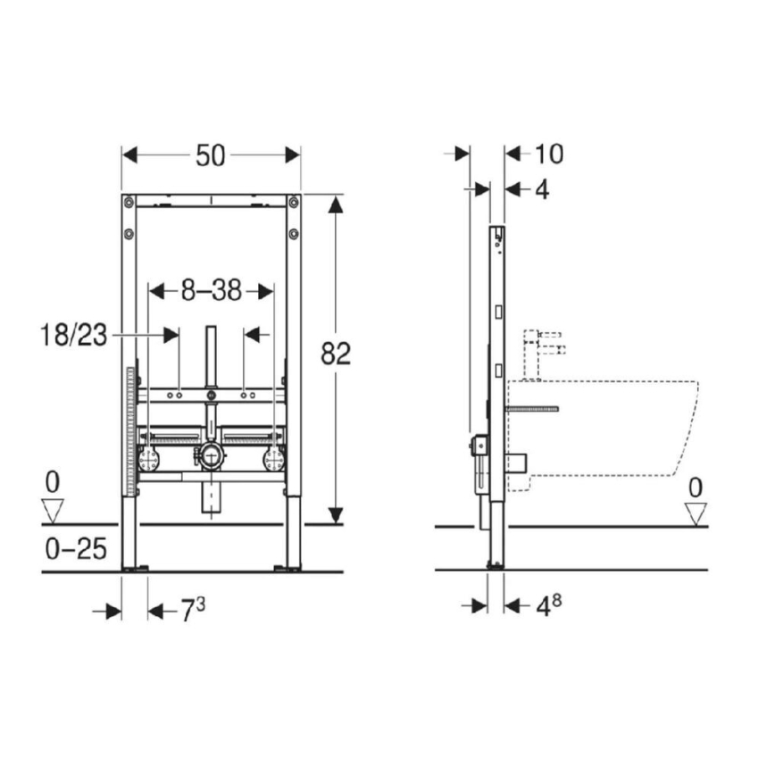 Geberit 111.515.00.2 - Вграден инсталационен модул за биде Duofix 82 cm