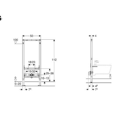 Geberit 111.534.00.2 - Вграден монтажен модул Duofix за биде, 112 см