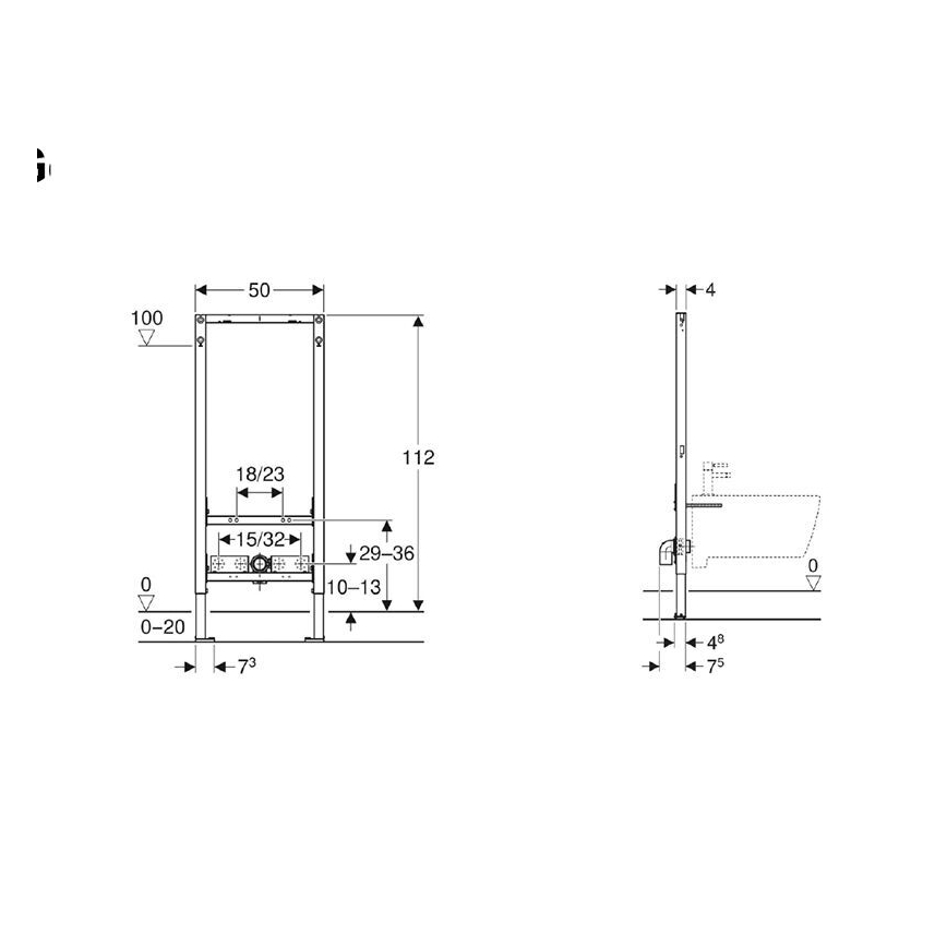 Geberit 111.534.00.2 - Вграден монтажен модул Duofix за биде, 112 см